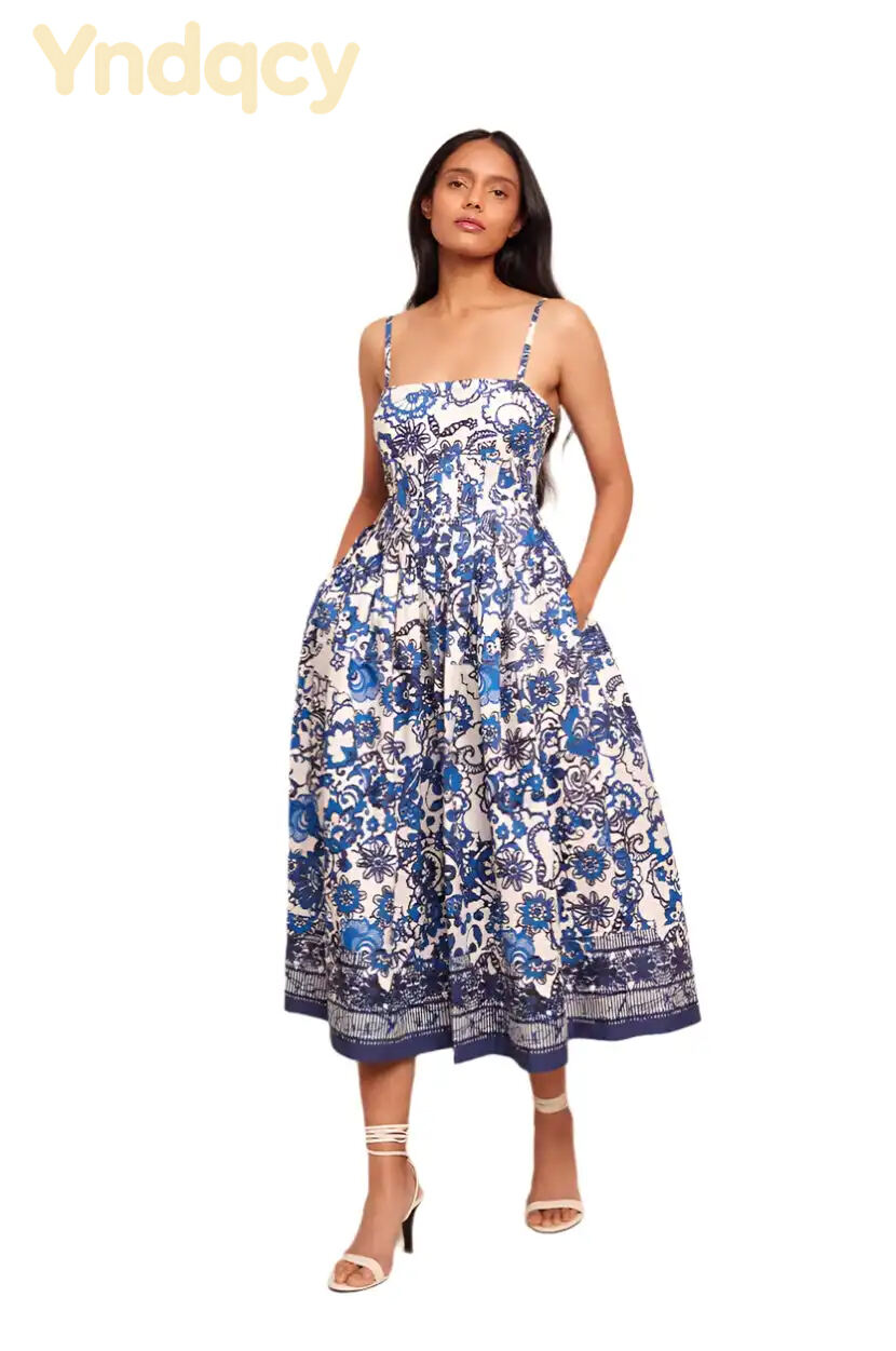 Cara Cara Sea Island Midi Dress in Dentelle Blue