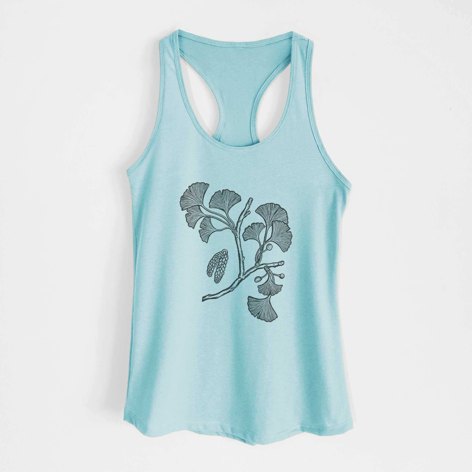 Ginkgo Biloba - Ginkgo Tree Stem with Leaves - Women's Racerback Tanktop