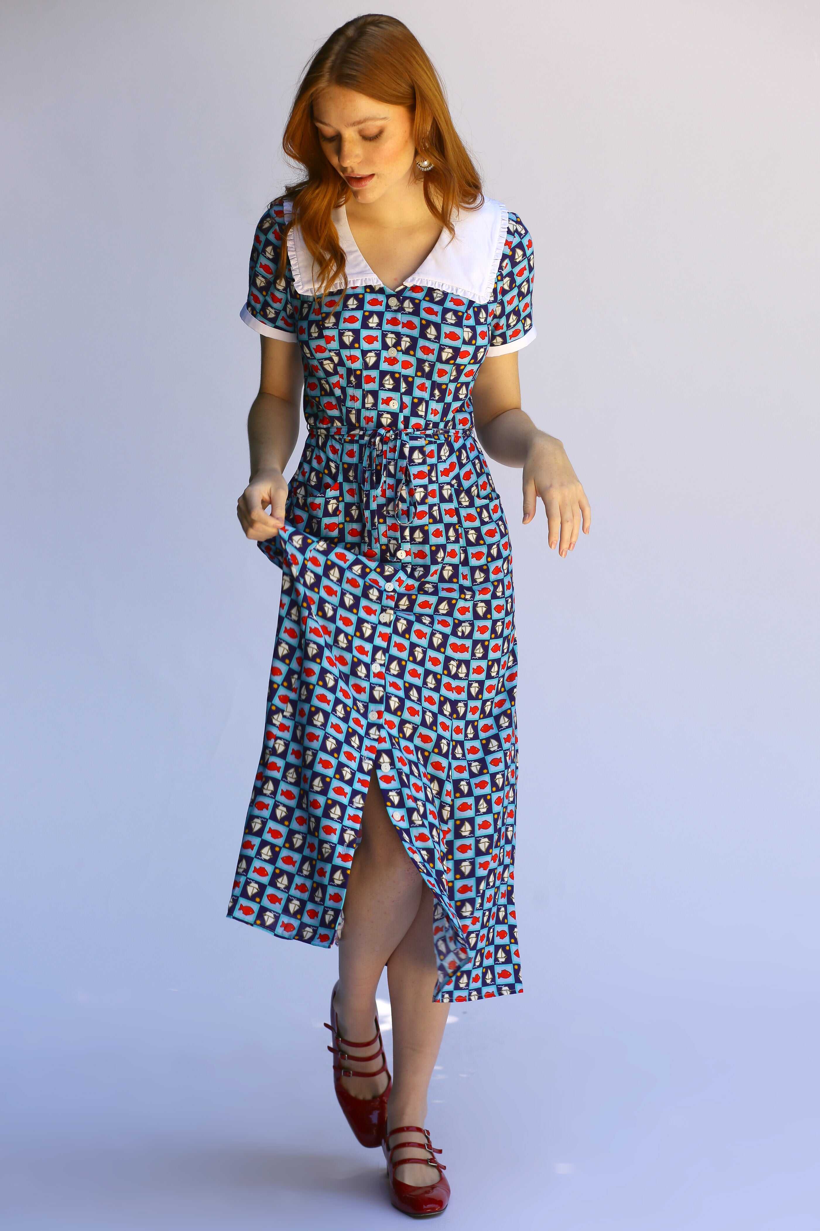 Marina Button Down Dress w. Collar