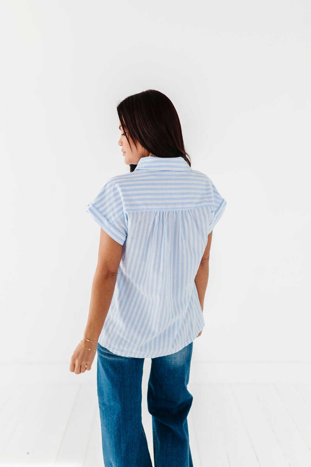 Libby Striped Button Up in Chambray
