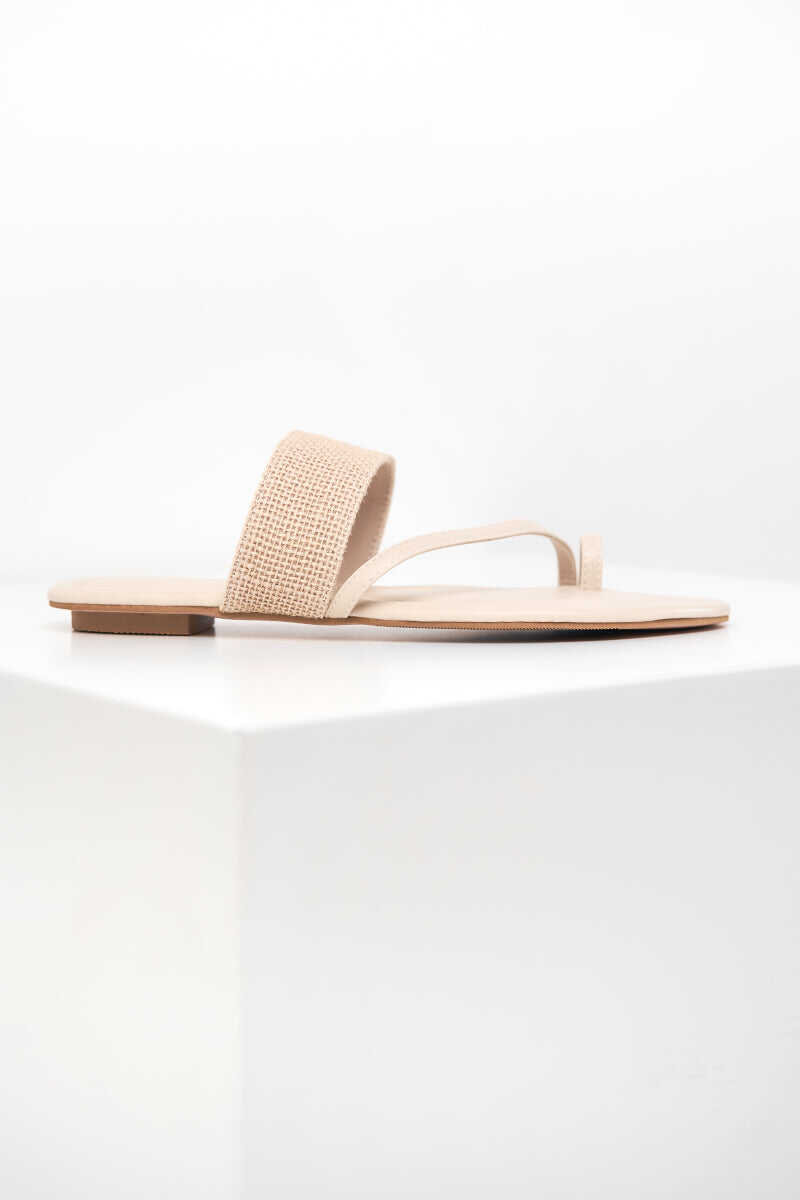 Cream Straw Spaghetti Shoes