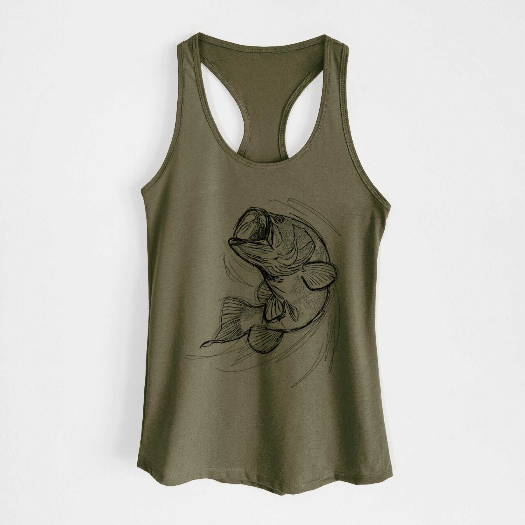 Largemouth Bass Fish - Micropterus salmoides - Women's Racerback Tanktop