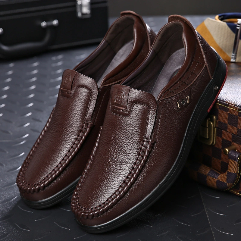 Men's Genuine Leather Soft Insole Casual Business Slip On Loafers