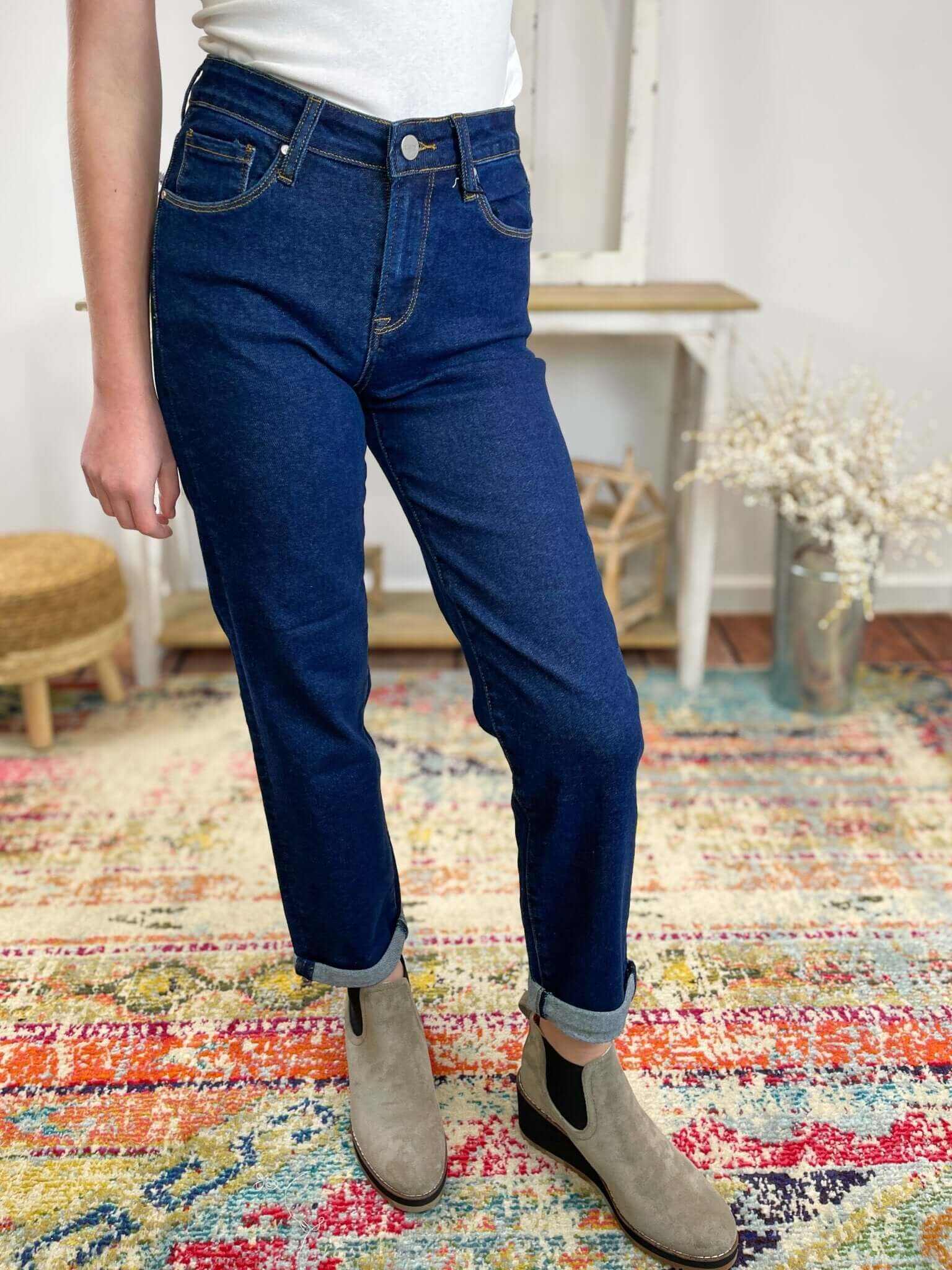 Risen Jeans Mid-Rise Boyfriend Crop Jeans