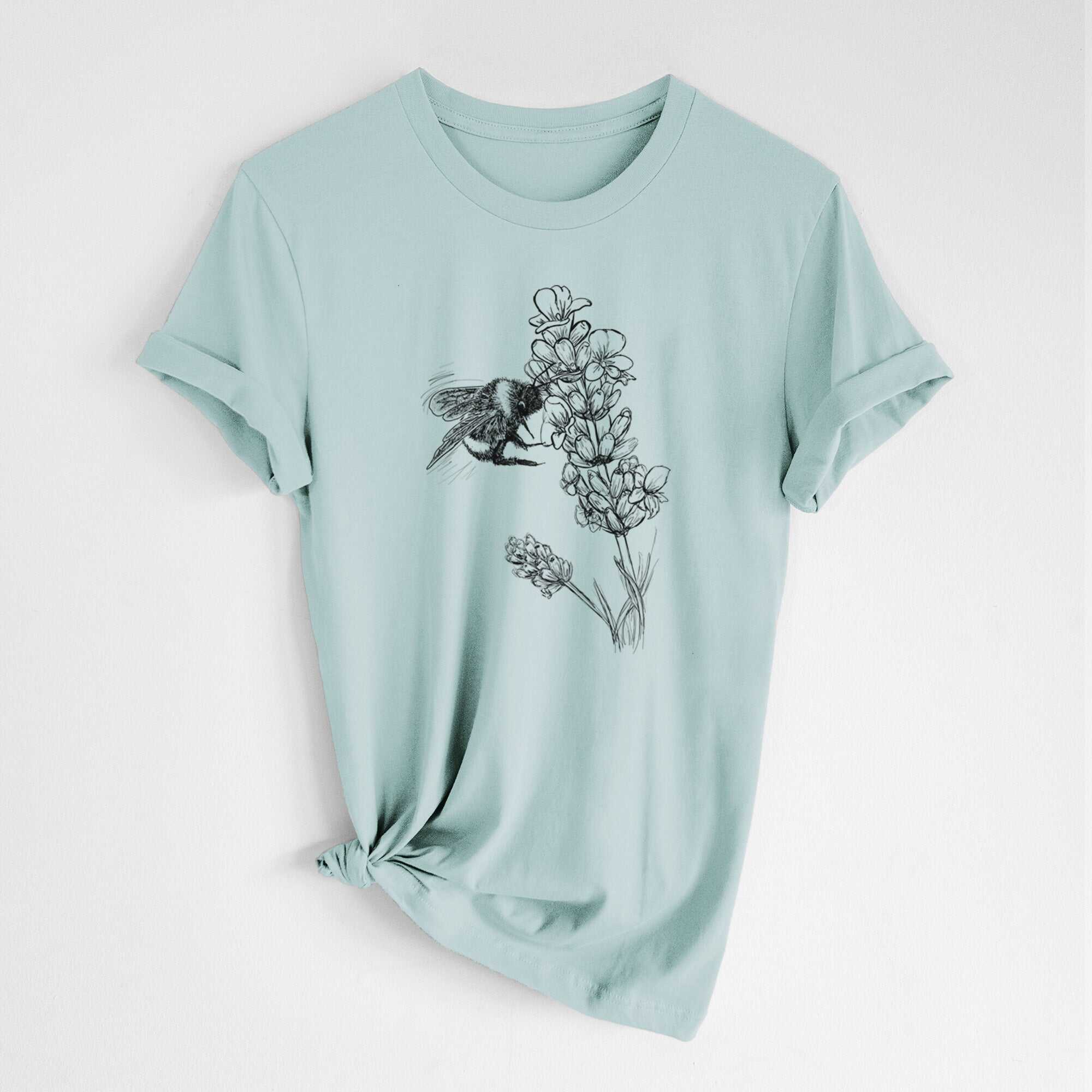 Bumblebee on English Lavender - Bombus Pensylvanicus - Lightweight 100% Cotton Unisex Crewneck