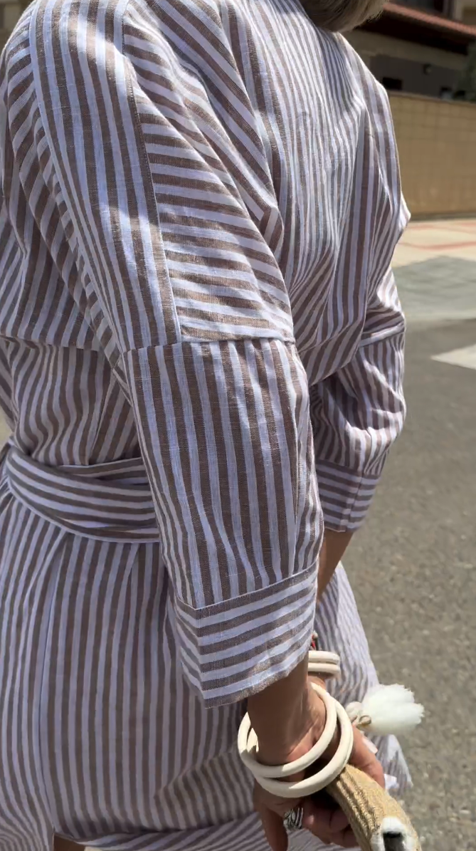 Women's Striped Long-Sleeve Cotton Shirtdress(Buy Any 2 Get FREE SHIPPING)