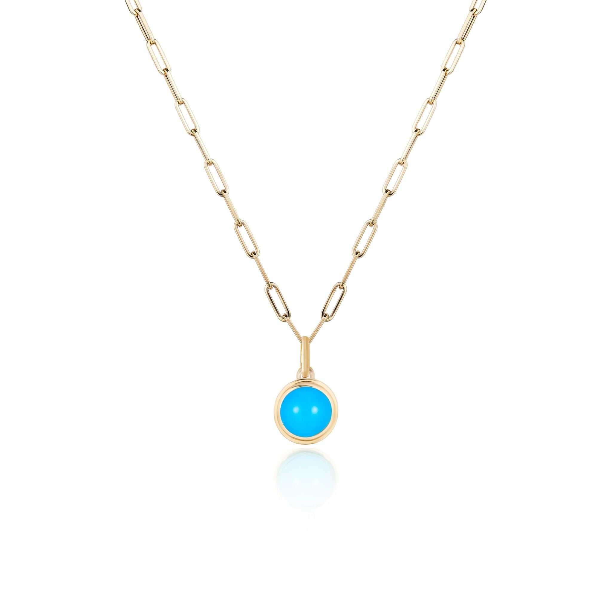 Goshwara Round Cabochon Turquoise 18K Gold Pendant Necklace