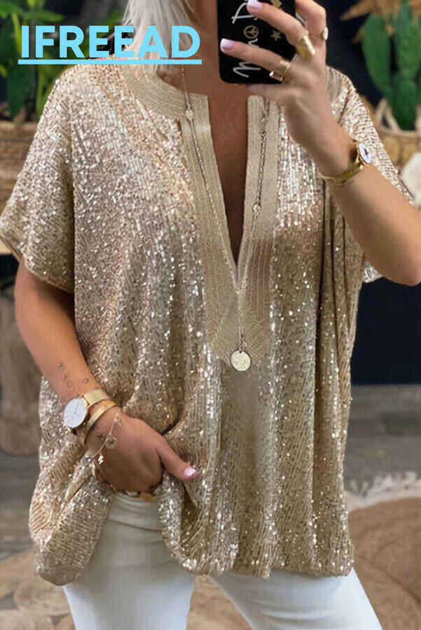 Lilipretty Sparkling Evening Sequin Loose Fit Top