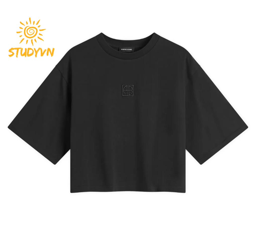 Studyvn Myers Cropped Tee in Black French Terry