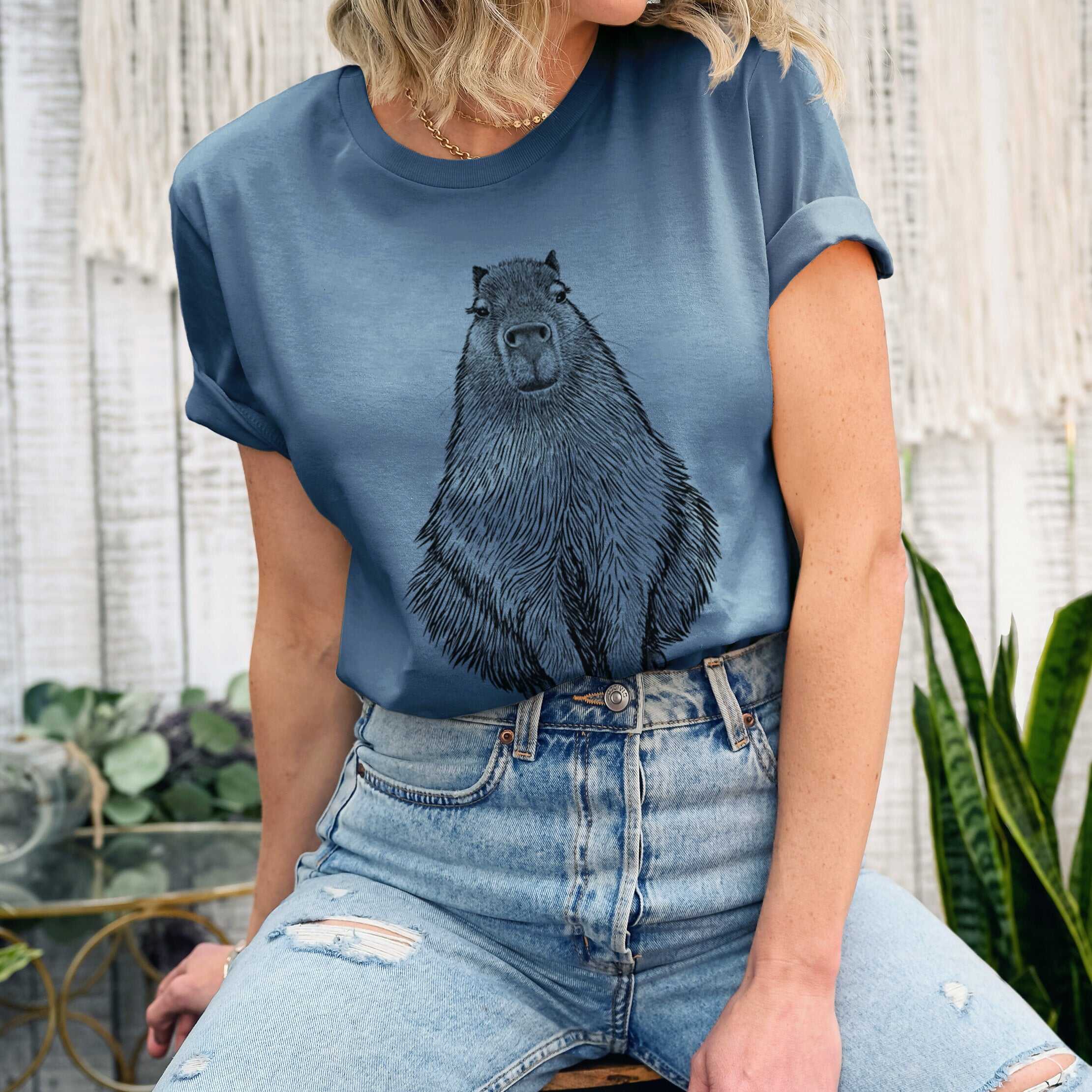 Capybara - Hydrochoerus hydrochaeris - Lightweight 100% Cotton Unisex Crewneck
