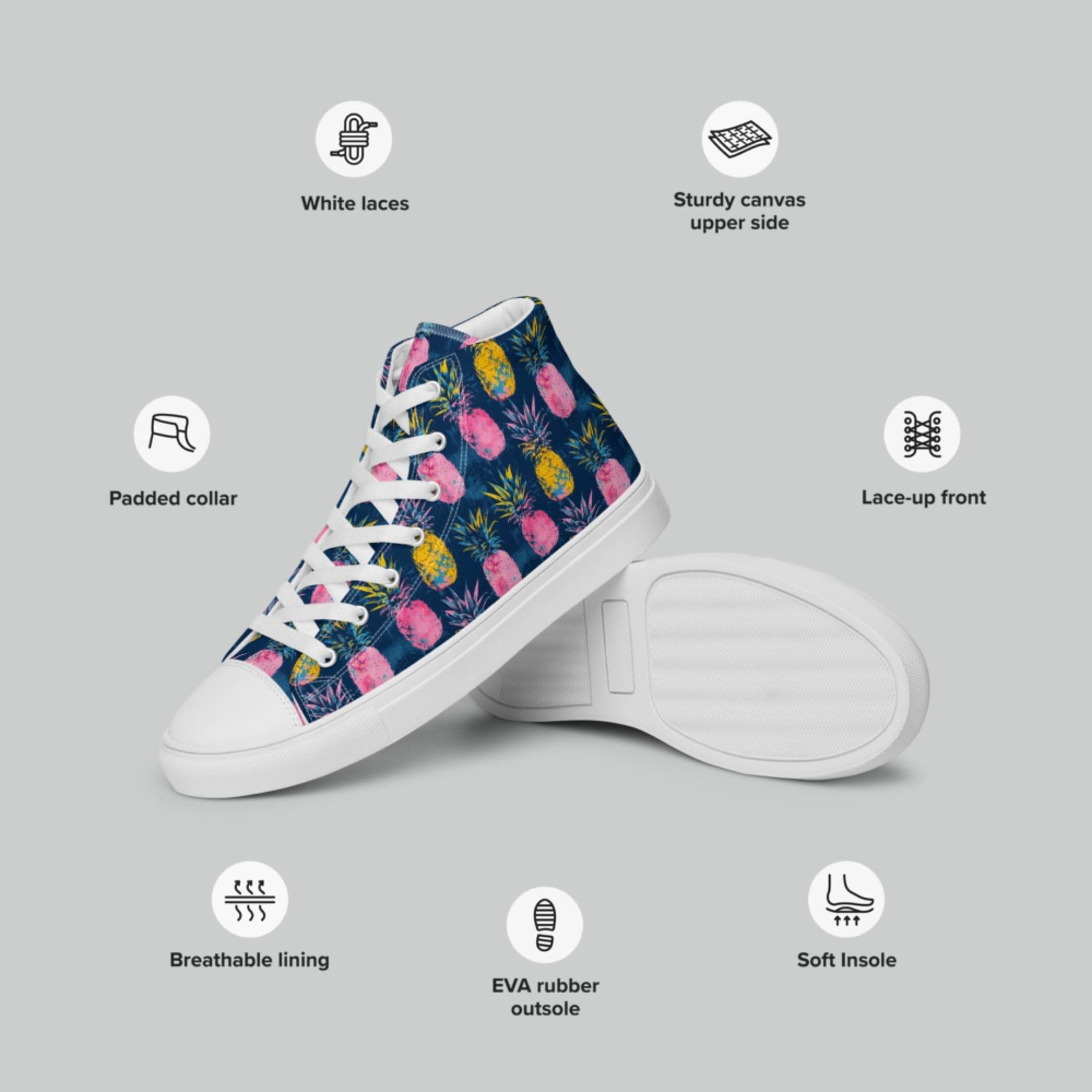 Colorful Pineapple High Top Canvas Shoes