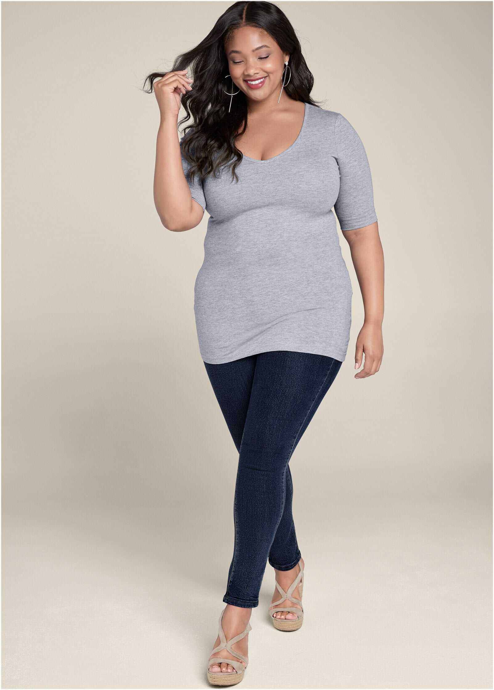 Long And Lean Tee - Light Heather Grey