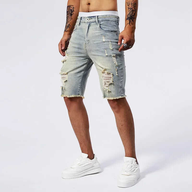 BREAKCUT DENIM SHORTS