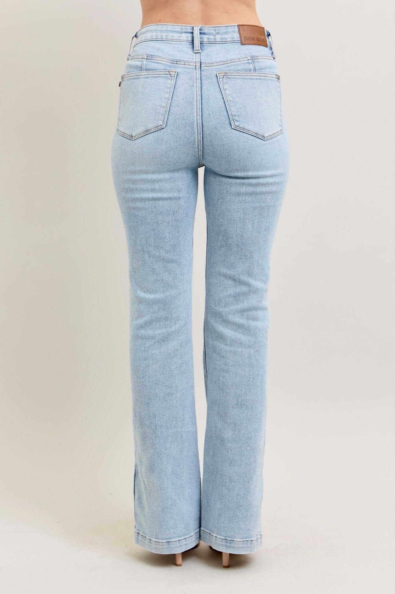 Judy Blue Vintage Wash Tummy Control Side Slit Slim Bootcut Jeans