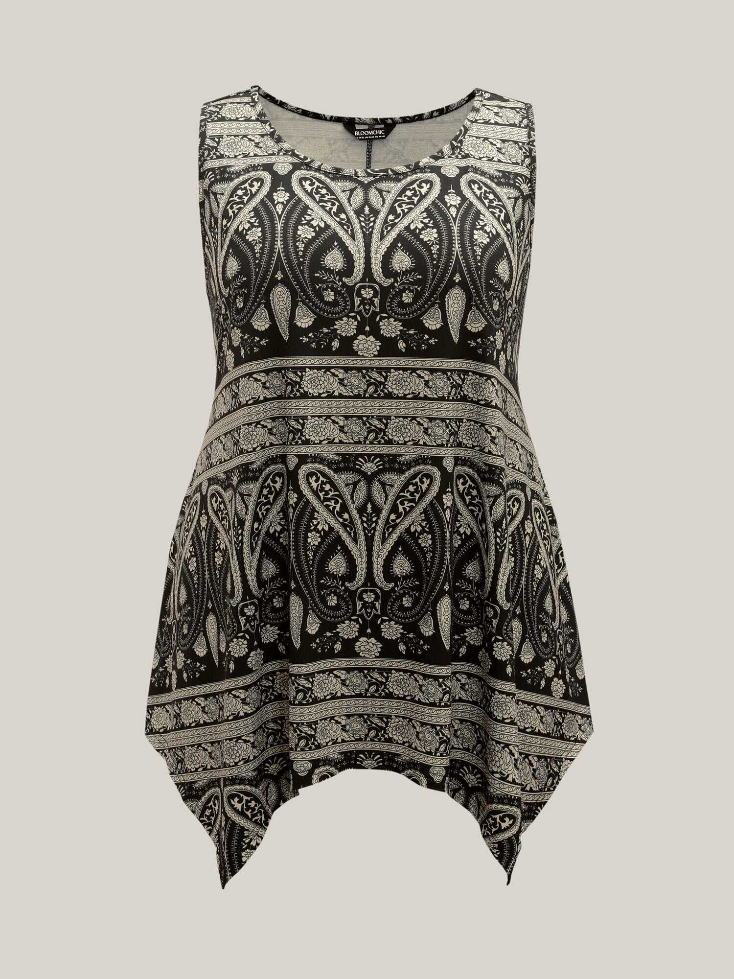 Boho Print Flared Tank Top