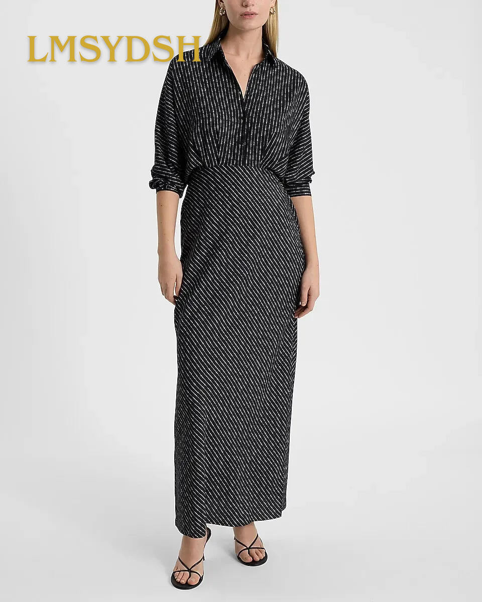 Printed Half Button Up Portofino Maxi Shirt Dress