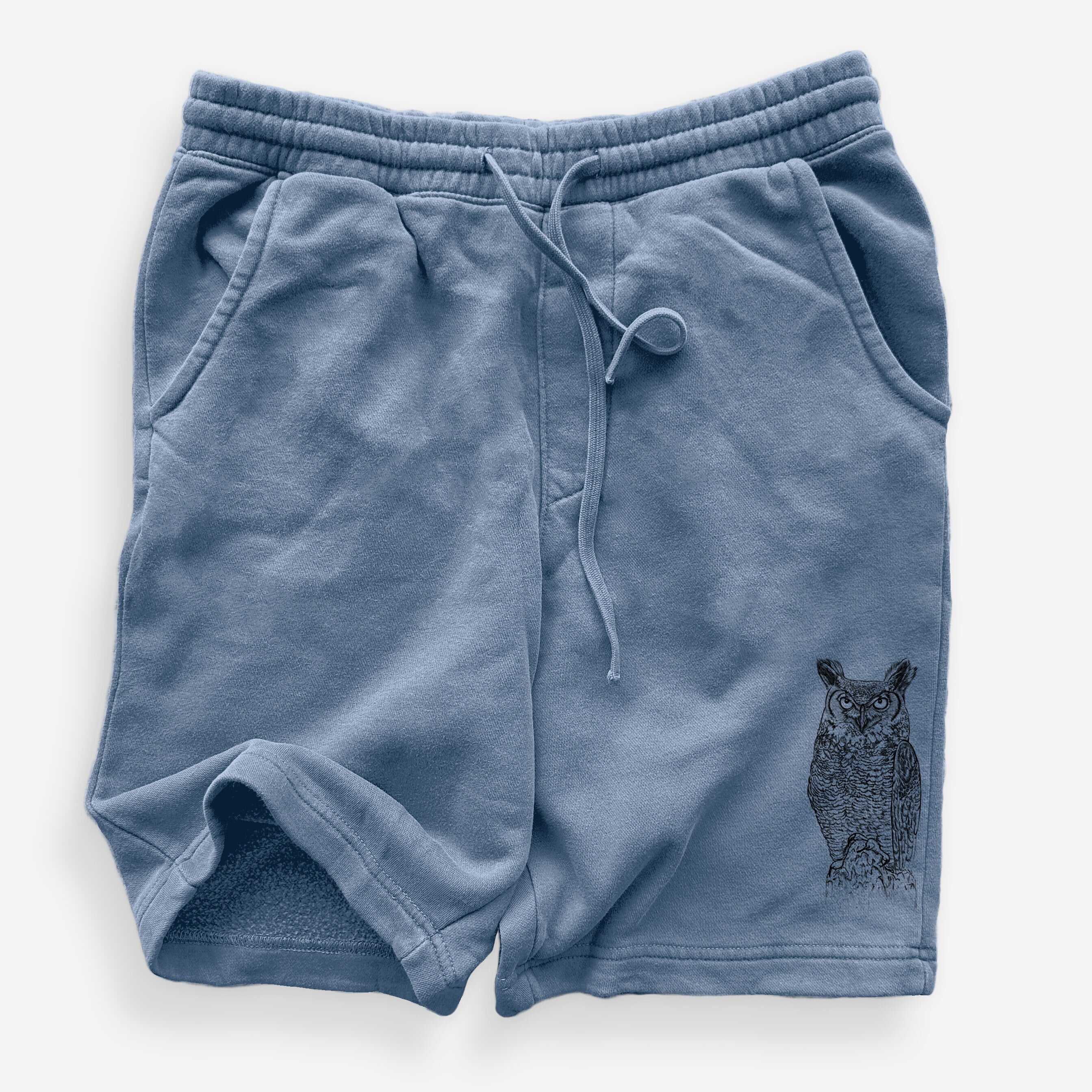 Bubo virginianus - Great Horned Owl - Unisex Pigment Dyed Shorts